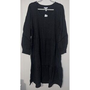 Denim & Co. Canyon Retreat Easy Midi Boot Dress Size XL Washed Black NEW